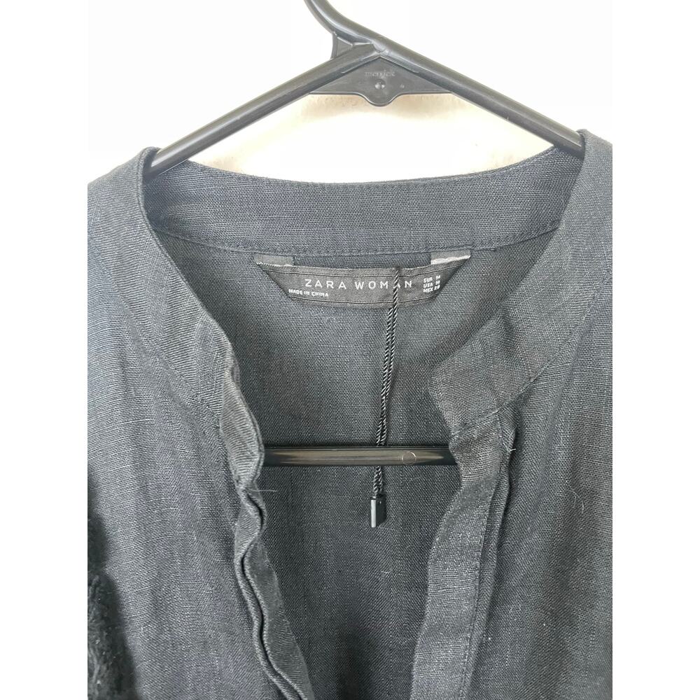 Zara Womens Tunic Dress Sz M %100 Linen Oversized Lagenlook Whimsigoth Boho - Picture 4 of 11